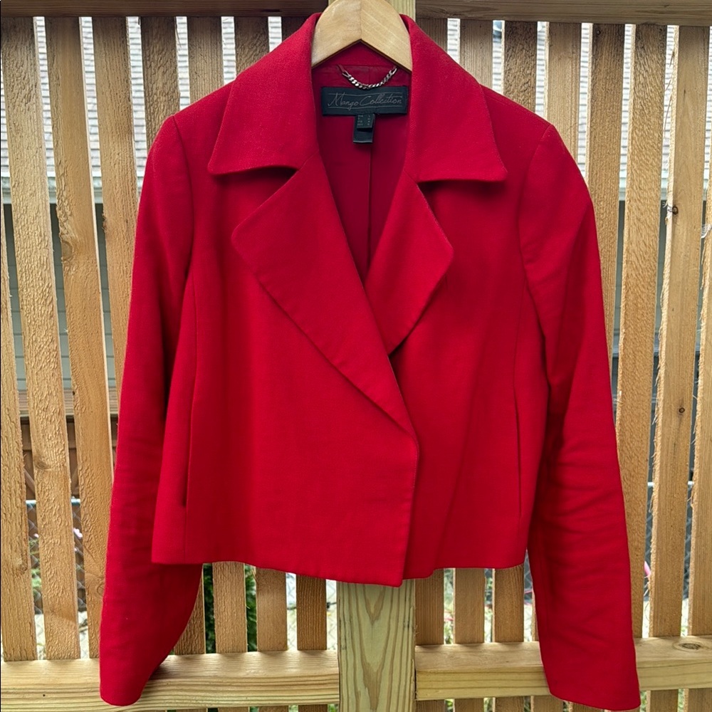 Cropped Mango Collection Red Blazer Size 8